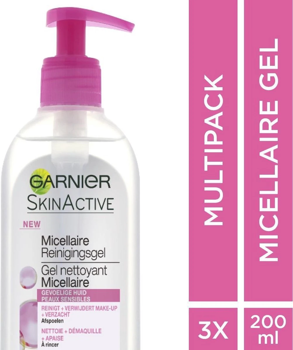 Garnier SkinActive Micellaire - 3x 200ml - Reinigingsgel 2 Garnier SkinActive Micellaire - 3x 200ml - Reinigingsgel - Afbeelding 2
