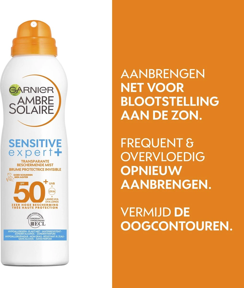 Garnier Ambre Solaire Sensitive Expert+ Beschermende Zonnebrand Mist Spray SPF50+ - 200ml 6 Garnier Ambre Solaire Sensitive Expert+ Beschermende Zonnebrand Mist Spray SPF50+ - 200ml - Afbeelding 6