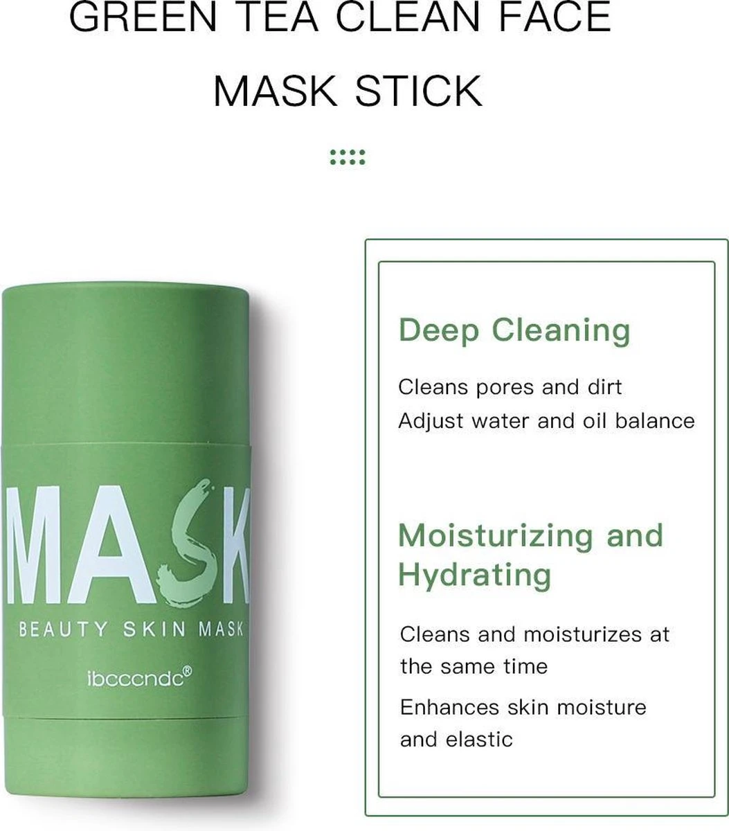 Merkloos Green Mask Stick - Huidverzorging - Gezichtsmasker - Kleimasker - Mee Eters & Acne Verwijderen - Acne Verzorging - Vette Huid - Mee-eter Verwijderaar - Poriën Reiniger -Blackhead - Verzachtend -Verkoelend - Dermatologisch Getest 5 Merkloos Green Mask Stick - Huidverzorging - Gezichtsmasker - Kleimasker - Mee Eters & Acne Verwijderen - Acne Verzorging - Vette Huid - Mee-eter Verwijderaar - Poriën Reiniger -Blackhead - Verzachtend -Verkoelend - Dermatologisch Getest - Afbeelding 5