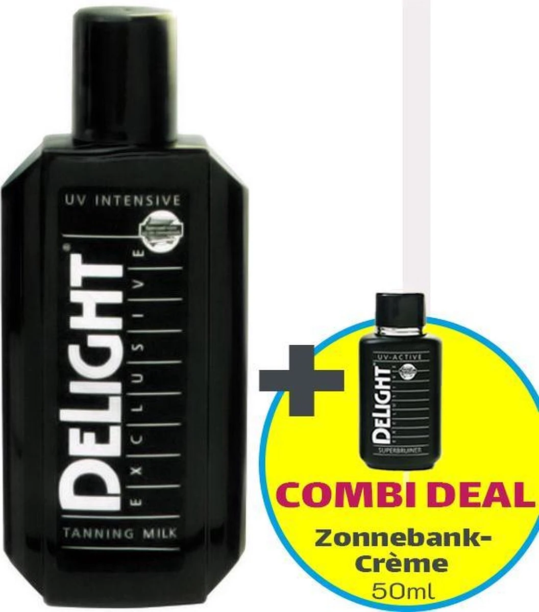 Delight Zonnebankcrème - COMBI DEAL - Tanning Milk - 200ml + 50ml 1 Delight Zonnebankcrème - COMBI DEAL - Tanning Milk - 200ml + 50ml