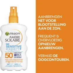 Garnier Ambre Solaire Sensitive Expert Zonnebrandspray SPF 50+ - Zonnebrand Voor De Gevoelige Huid - 200 Ml -Goedkope Gezicht Zoet Winkel 1079x1200 1