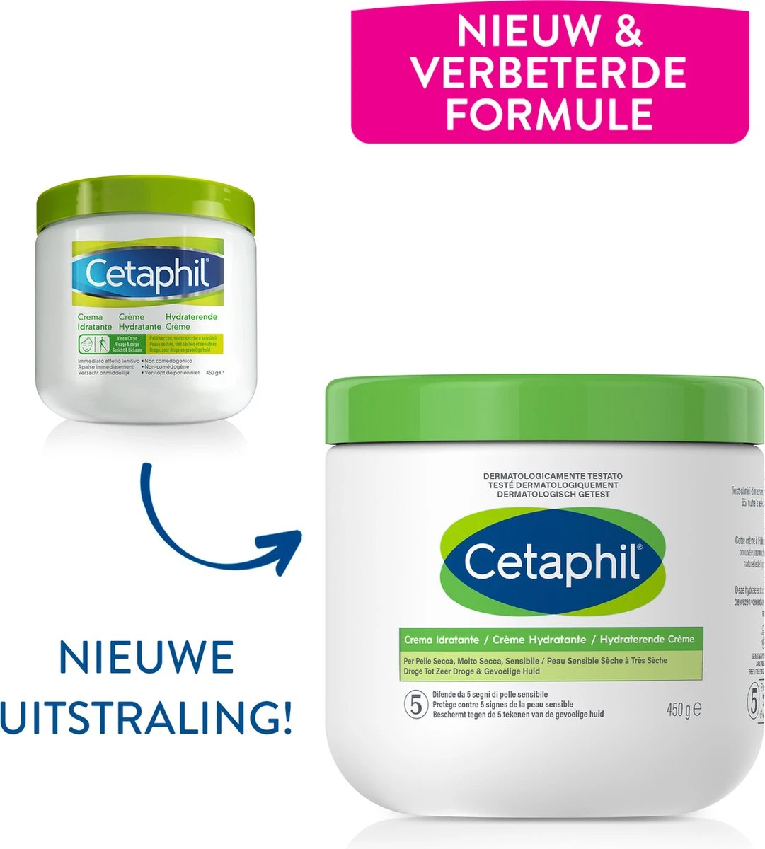 Cetaphil Hydraterende Crème - Vochtinbrengende Crème Gezicht & Lichaam 450GR 2 Cetaphil Hydraterende Crème - Vochtinbrengende Crème Gezicht & Lichaam 450GR - Afbeelding 2