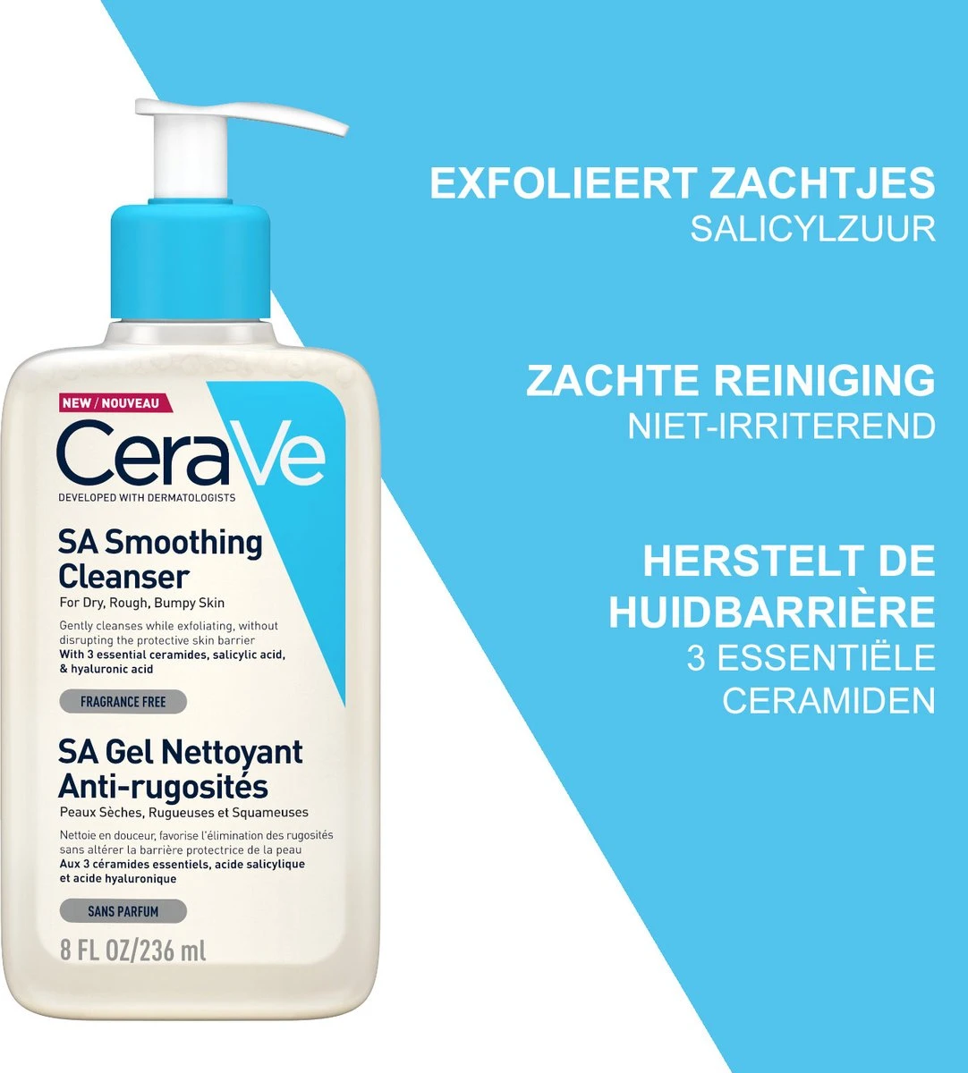CeraVe - SA Smoothing Cleanser - Reinigingsgel - Droge Tot Ruwe Huid - 236 Ml 8 CeraVe - SA Smoothing Cleanser - Reinigingsgel - Droge Tot Ruwe Huid - 236 Ml - Afbeelding 8
