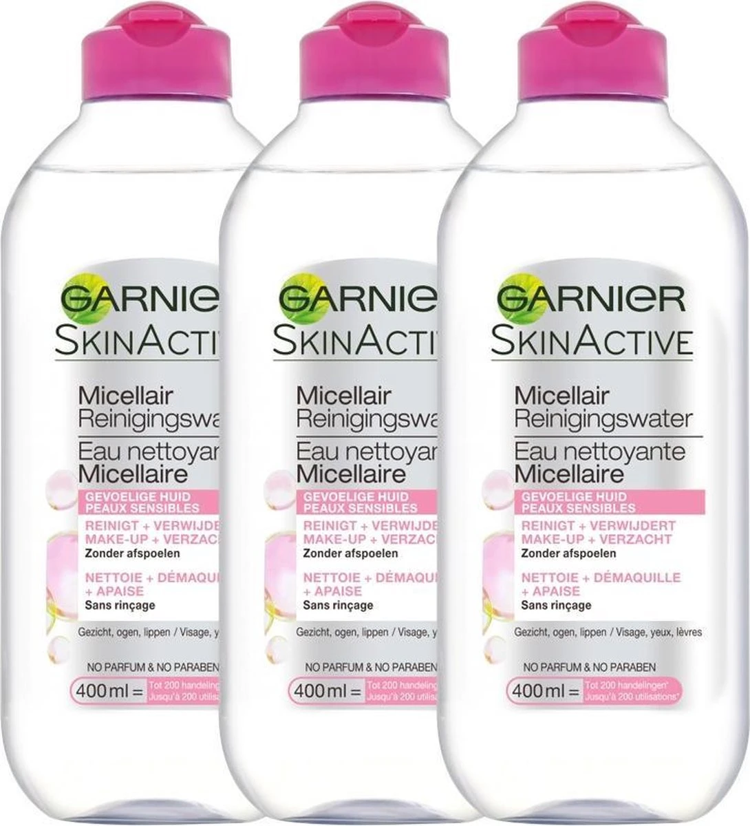Garnier SkinActive Micellair Reinigingswater Voor De Gevoelige Huid - 3 X 400ml 1 Garnier SkinActive Micellair Reinigingswater Voor De Gevoelige Huid - 3 X 400ml