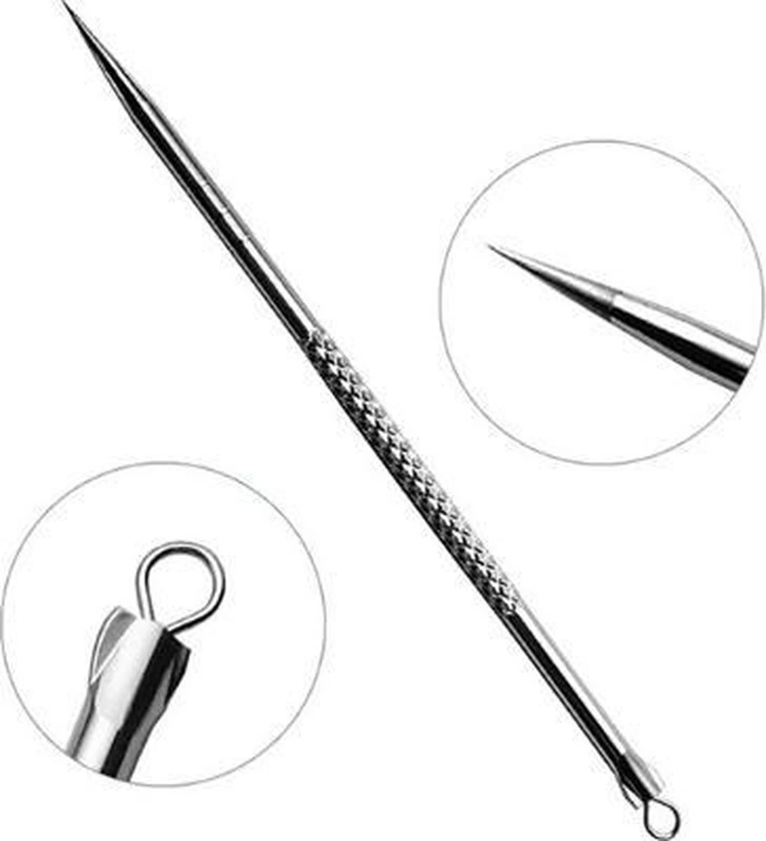 Merkloos Professionele Comedonen Drukker / Lepel RVS - Puistjes / Mee-eters / Acne Verwijderen - Puisten Verwijderaar - Set - Universeel 3 Merkloos Professionele Comedonen Drukker / Lepel RVS - Puistjes / Mee-eters / Acne Verwijderen - Puisten Verwijderaar - Set - Universeel - Afbeelding 3