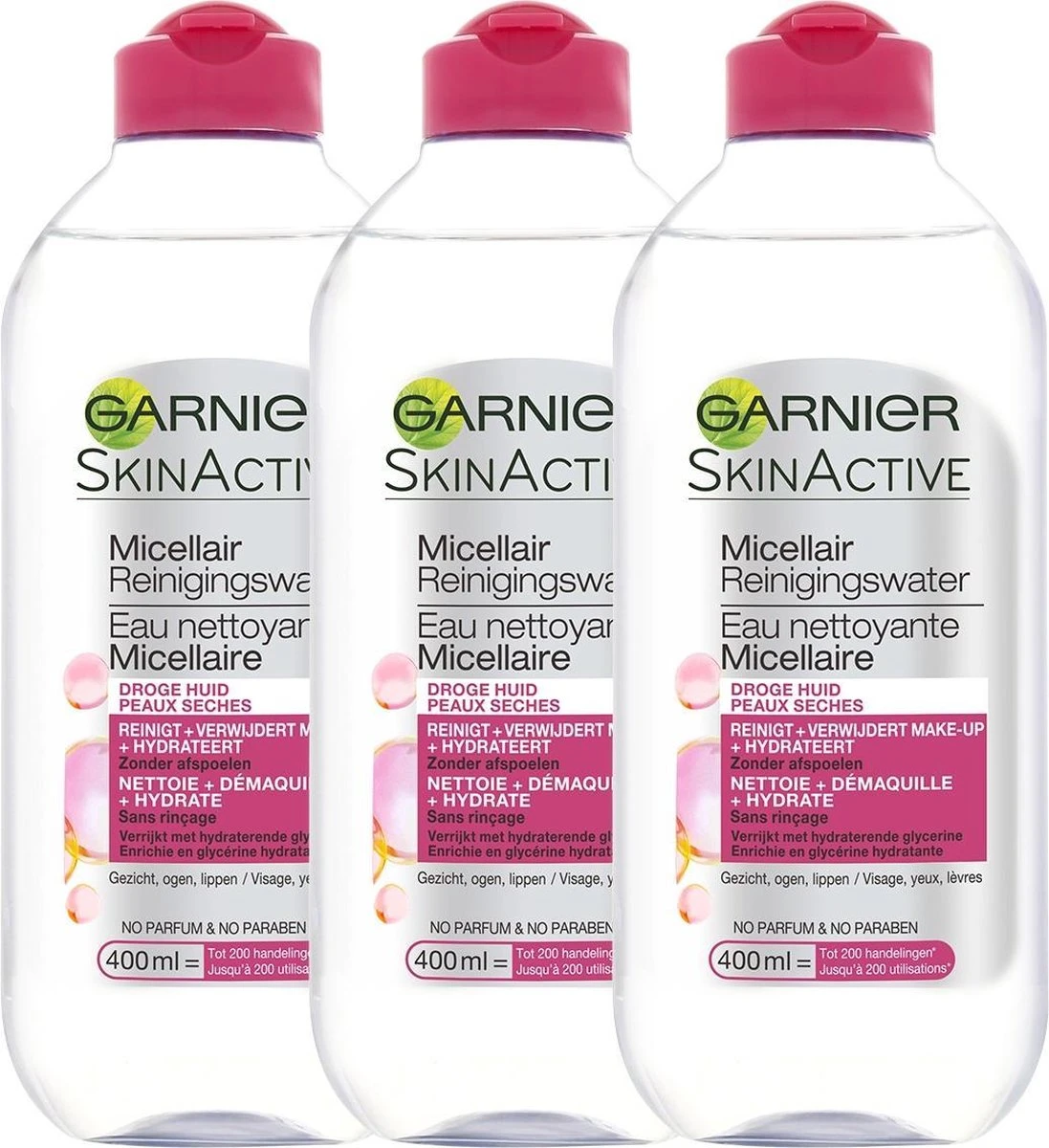Garnier SkinActive - Micellair Reinigingswater Voor De Droge Huid - 3 X 400 Ml - Micellair Water Voordeelverpakking 1 Garnier SkinActive - Micellair Reinigingswater Voor De Droge Huid - 3 X 400 Ml - Micellair Water Voordeelverpakking