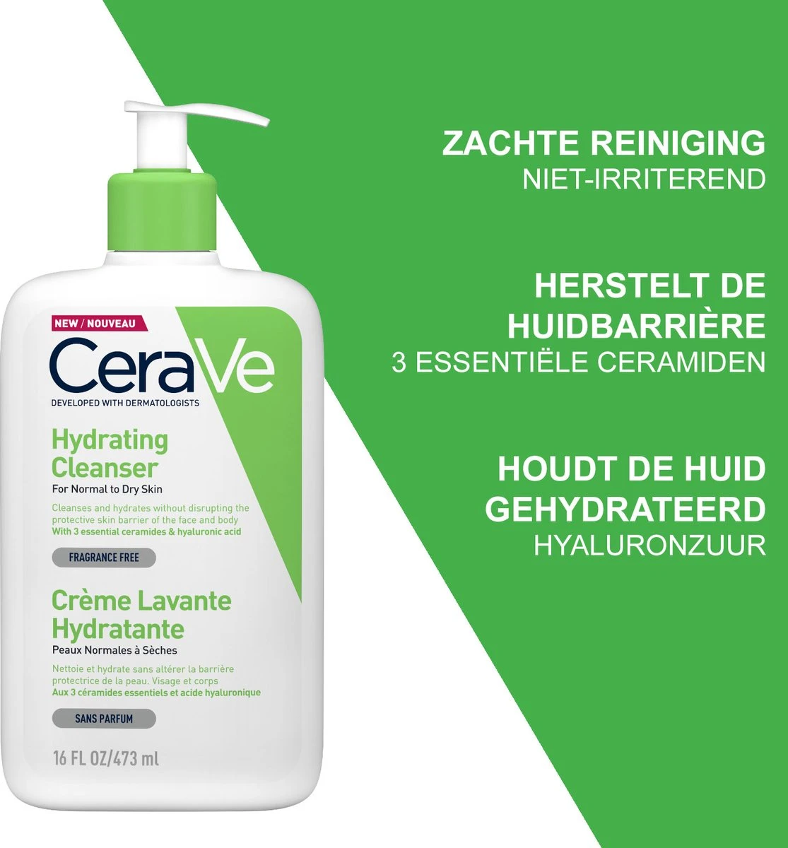 CeraVe - Hydrating Cleanser - Reinigingsmelk - Normale Tot Droge Huid - 473 Ml 2 CeraVe - Hydrating Cleanser - Reinigingsmelk - Normale Tot Droge Huid - 473 Ml - Afbeelding 2