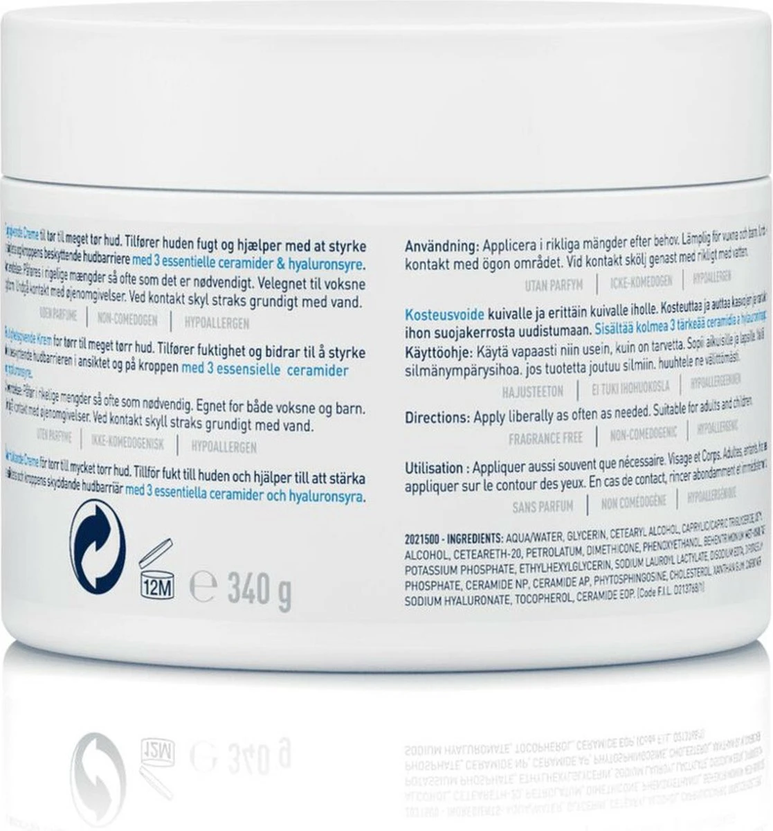 CeraVe - Moisturizing Cream - Bodycrème - Droge Tot Zeer Droge Huid - 340 G 2 CeraVe - Moisturizing Cream - Bodycrème - Droge Tot Zeer Droge Huid - 340 G - Afbeelding 2