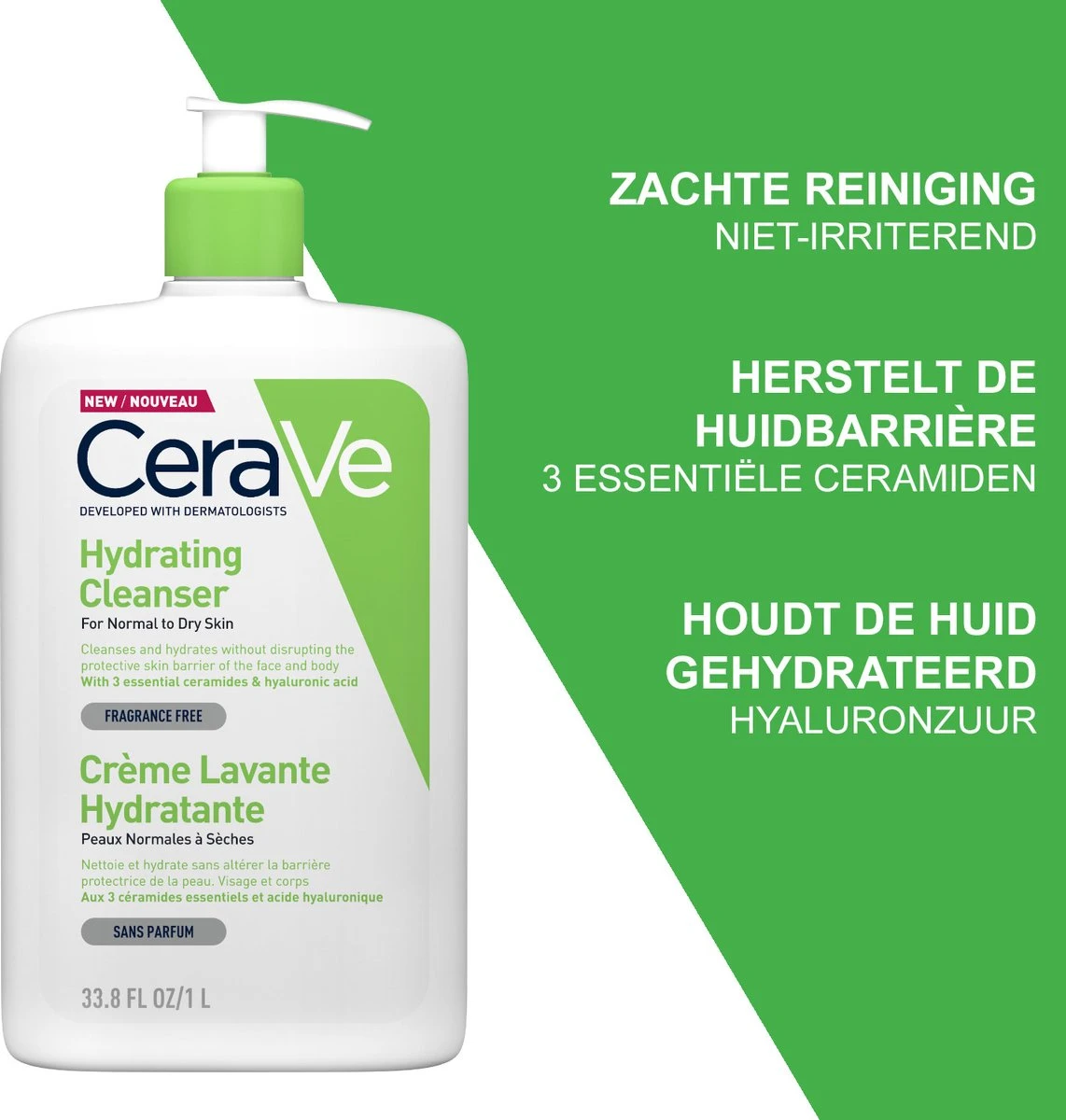 CeraVe Hydrating Cleanser - Reinigingsmelk - Normale Tot Droge Huid - 1000 Ml 2 CeraVe Hydrating Cleanser - Reinigingsmelk - Normale Tot Droge Huid - 1000 Ml - Afbeelding 2