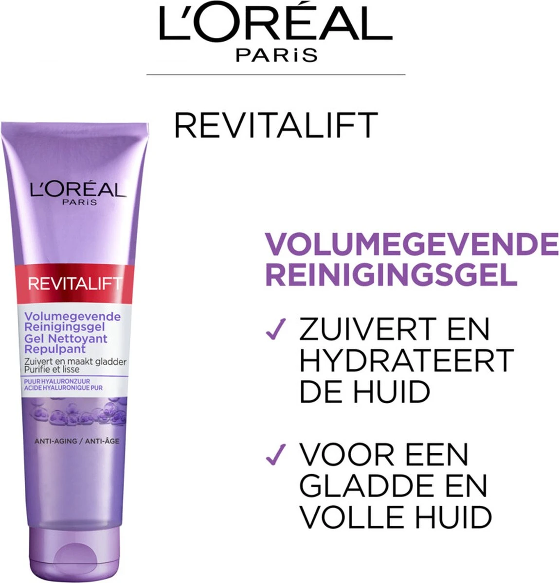 L'Oréal Paris Revitalift Volumegevende Reinigingsgel - Gezichtsreiniger Met Hyaluronzuur - 150 Ml 3 L'Oréal Paris Revitalift Volumegevende Reinigingsgel - Gezichtsreiniger Met Hyaluronzuur - 150 Ml - Afbeelding 3