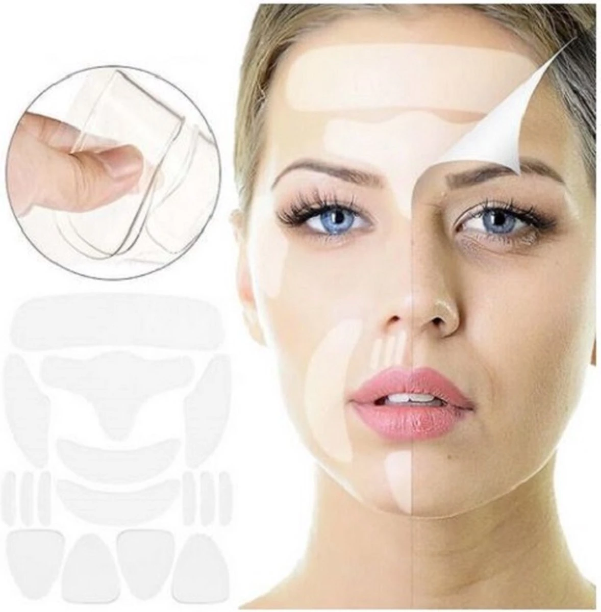 16 Stuks Anti-Rimpel Pads - Herbruikbaar - Silicone Huidverzorging - Tegen Rimpels En Lijntjes, Kin, Voorhoofd, Mond, Rimpelverwijderaar - Rimpels Verwijderen 1 16 Stuks Anti-Rimpel Pads - Herbruikbaar - Silicone Huidverzorging - Tegen Rimpels En Lijntjes, Kin, Voorhoofd, Mond, Rimpelverwijderaar - Rimpels Verwijderen