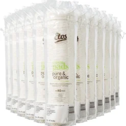 Etos Wattenschijfjes - Pure & Organic - 960 Stuks (12 Rollen X 80 Watten)