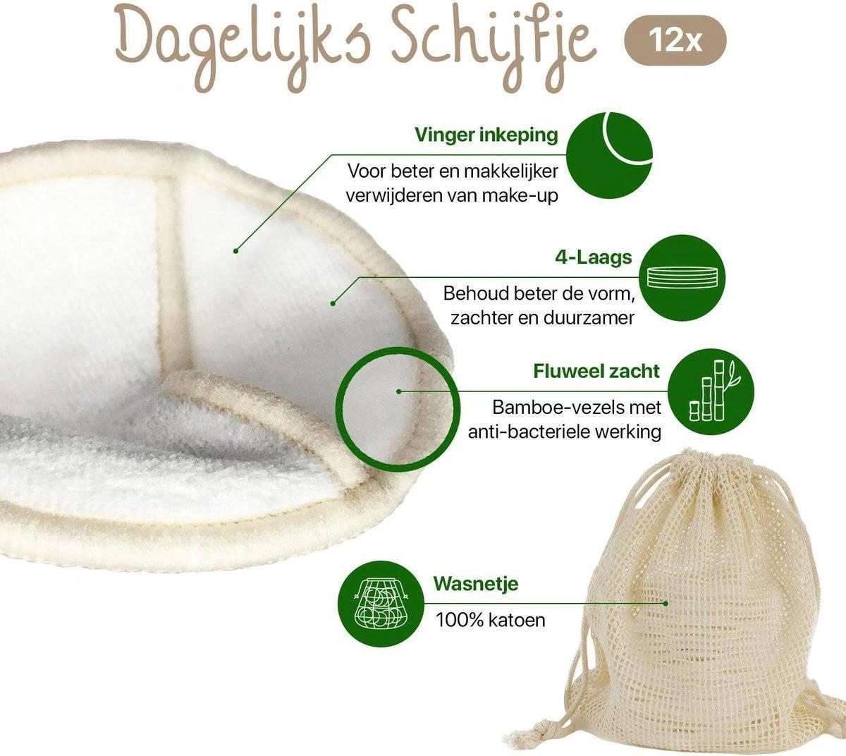 16 Herbruikbare Wattenschijfjes + Bamboe Houder - 12x Dagelijks 4x Scrub 4 Laags - Wasbare Wattenschijfjes Makeup Pads Zero Waste 2 16 Herbruikbare Wattenschijfjes + Bamboe Houder - 12x Dagelijks 4x Scrub 4 Laags - Wasbare Wattenschijfjes Makeup Pads Zero Waste - Afbeelding 2