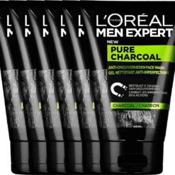 L’Oréal Paris Men Expert Pure Charcoal Gezichtsreiniging - 6 X 100 Ml - Voordeelverpakking