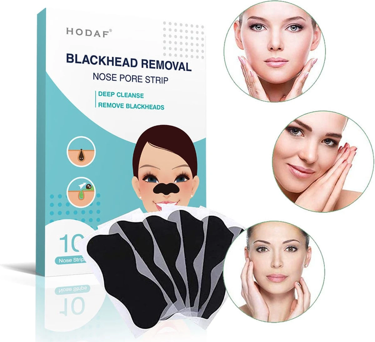 HODAF Nose Pore Strips (10 Stuks), Diep Reinigende Neus Strips | Houtskool | Charcoal | Mee-eter Verwijderen | Blackhead Removal | Verstopte Poriën | Puisten | Acne | Peeling Nose Mask | Pimplepatches | Skincare | Cleansing Strips | Poriën Op Neus 2 HODAF Nose Pore Strips (10 Stuks), Diep Reinigende Neus Strips | Houtskool | Charcoal | Mee-eter Verwijderen | Blackhead Removal | Verstopte Poriën | Puisten | Acne | Peeling Nose Mask | Pimplepatches | Skincare | Cleansing Strips | Poriën Op Neus - Afbeelding 2