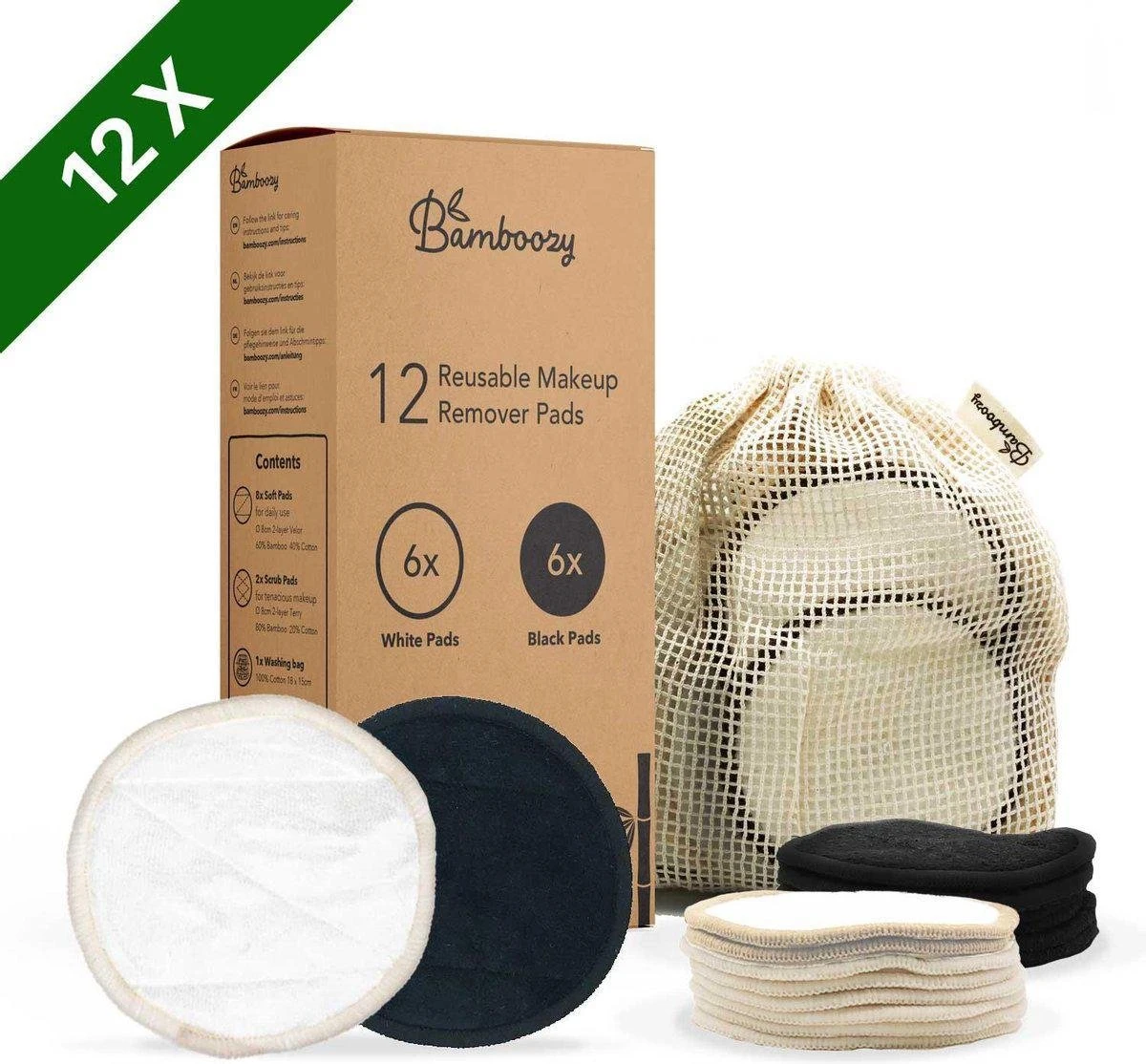 Bamboozy 12 Zwart + Wit Wasbare Wattenschijfjes Herbruikbare Wattenschijfjes Zero Waste Duurzame Bamboe 1 Bamboozy 12 Zwart + Wit Wasbare Wattenschijfjes Herbruikbare Wattenschijfjes Zero Waste Duurzame Bamboe