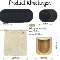 Bamboozy 16 Zwarte Herbruikbare Wattenschijfjes + Bamboe Houder 12x Dagelijks 4x Scrub 4 Laags Wasbare Wattenschijfjes Zero Waste 18 Bamboozy 16 Zwarte Herbruikbare Wattenschijfjes + Bamboe Houder 12x Dagelijks 4x Scrub 4 Laags Wasbare Wattenschijfjes Zero Waste -Goedkope Gezicht Zoet Winkel 1200x1140 3
