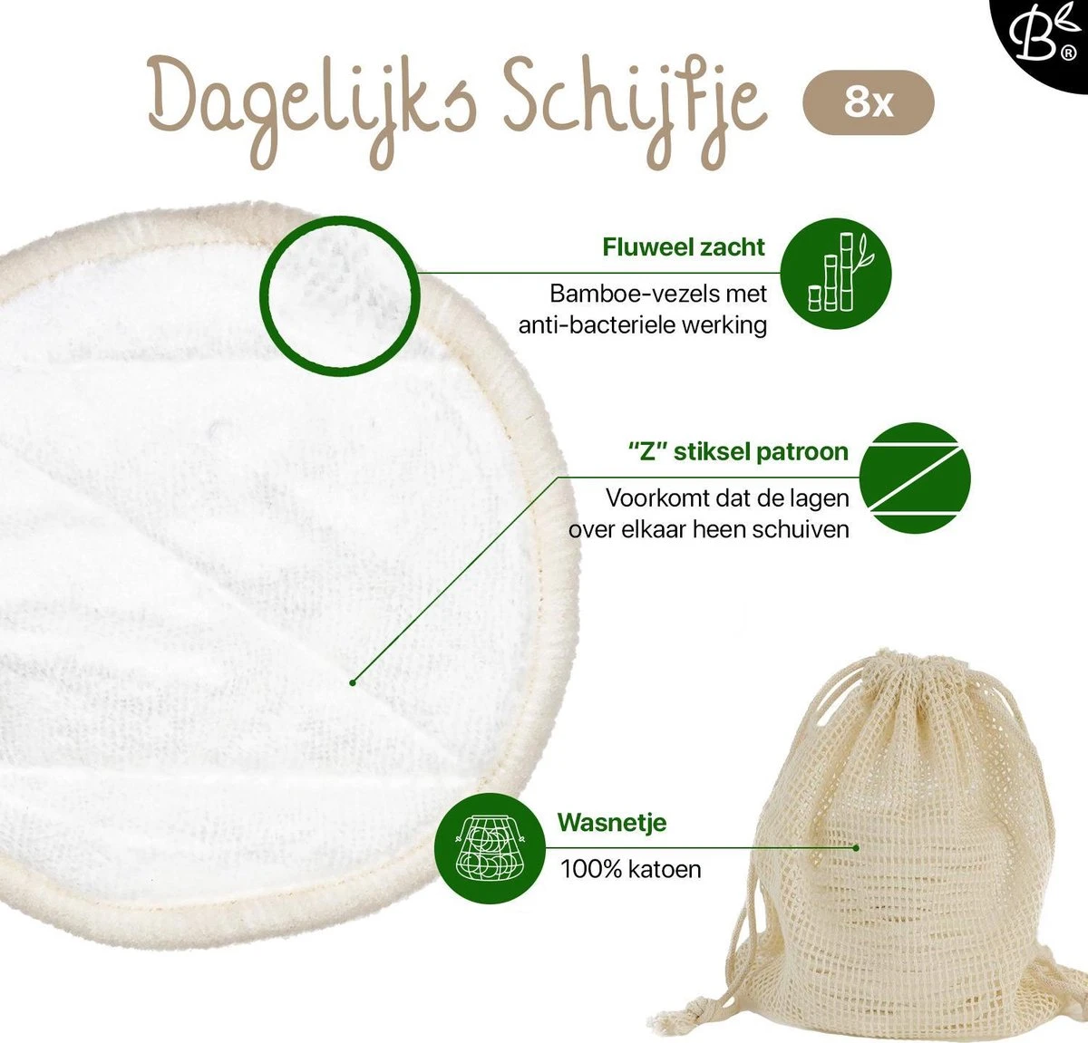 Bamboozy 12 Zwart + Wit Wasbare Wattenschijfjes Herbruikbare Wattenschijfjes Zero Waste Duurzame Bamboe 7 Bamboozy 12 Zwart + Wit Wasbare Wattenschijfjes Herbruikbare Wattenschijfjes Zero Waste Duurzame Bamboe - Afbeelding 7