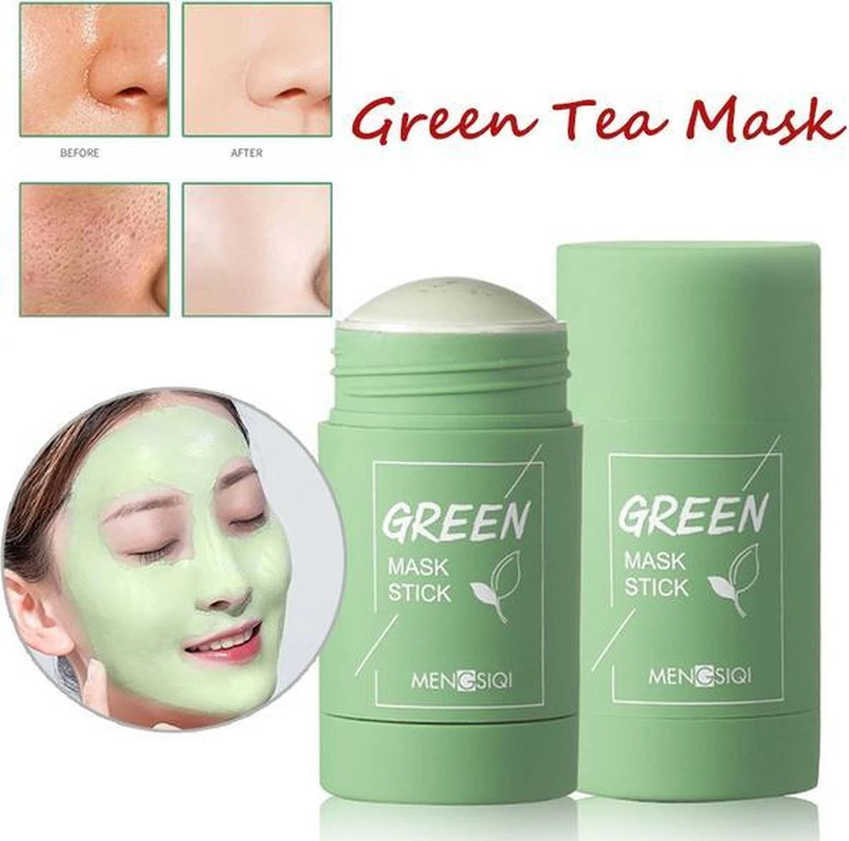 MENGSIQI - Green Mask Stick - Huidverzorging - Gezichtsmasker - Kleimasker - Mee Eters & Acne Verwijderen - Acne Verzorging - Vette Huid - Mee-eter Verwijderaar - Poriën Reiniger -Blackhead - Unisex - Verzachtend -Verkoelend - Dermatologisch Getest 6 MENGSIQI - Green Mask Stick - Huidverzorging - Gezichtsmasker - Kleimasker - Mee Eters & Acne Verwijderen - Acne Verzorging - Vette Huid - Mee-eter Verwijderaar - Poriën Reiniger -Blackhead - Unisex - Verzachtend -Verkoelend - Dermatologisch Getest - Afbeelding 6