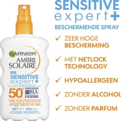 Garnier Ambre Solaire Sensitive Expert Zonnebrandspray SPF 50+ - Zonnebrand Voor De Gevoelige Huid - 200 Ml -Goedkope Gezicht Zoet Winkel 1200x1191 2