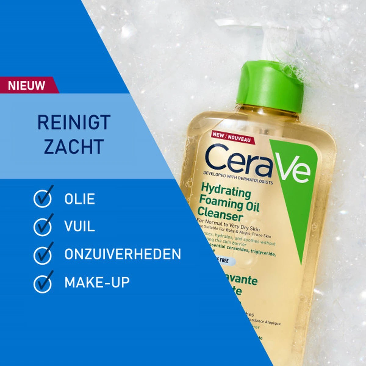 CeraVe - Hydrating Foaming Oil Cleanser - Voor Normale Tot Droge Huid - 473ml 5 CeraVe - Hydrating Foaming Oil Cleanser - Voor Normale Tot Droge Huid - 473ml - Afbeelding 5