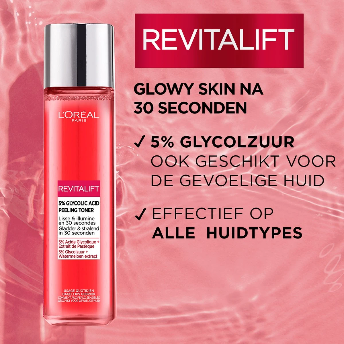 L’Oréal Paris Revitalift 5% Glycolzuur Peeling Toner - 180ml 5 L’Oréal Paris Revitalift 5% Glycolzuur Peeling Toner - 180ml - Afbeelding 5