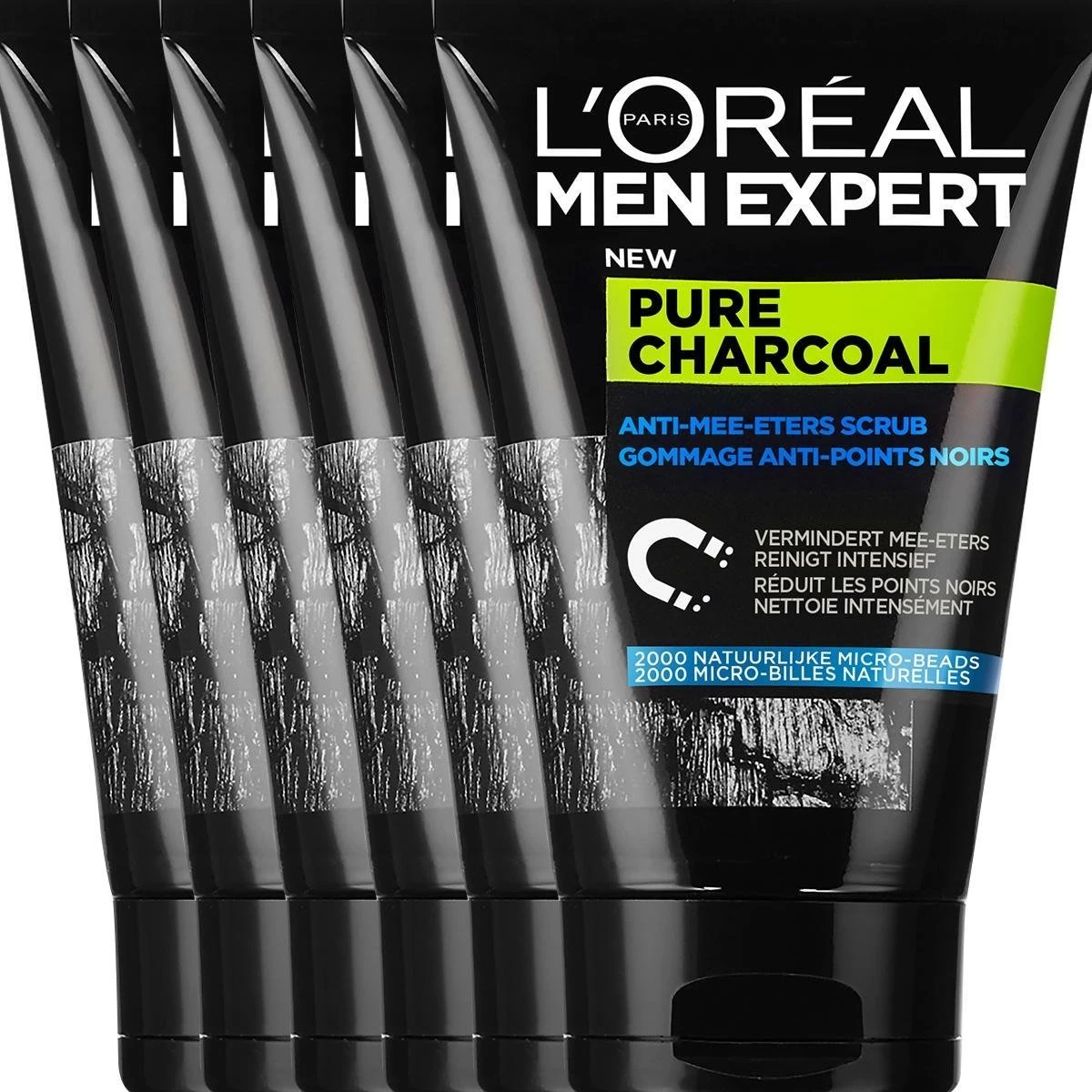 L'Oréal Paris Men Expert Pure Charcoal - Anti-Blackhead Scrub - 6 X 100 Ml - Voordeelverpakking 1 L'Oréal Paris Men Expert Pure Charcoal - Anti-Blackhead Scrub - 6 X 100 Ml - Voordeelverpakking