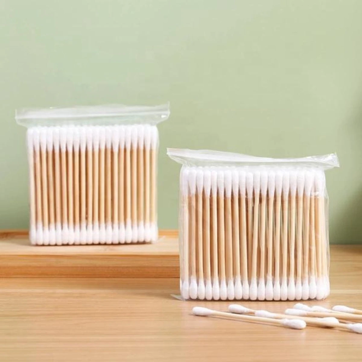 Merkloos Wattenstaafjes Hout - Bamboe - 2x100 St 2 Merkloos Wattenstaafjes Hout - Bamboe - 2x100 St - Afbeelding 2