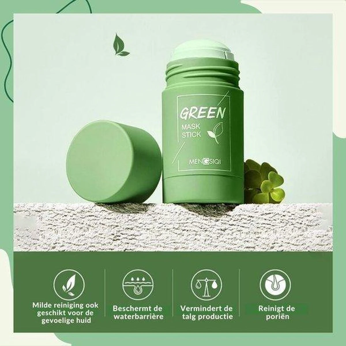 MENGSIQI - Green Mask Stick - Huidverzorging - Gezichtsmasker - Kleimasker - Mee Eters & Acne Verwijderen - Acne Verzorging - Vette Huid - Mee-eter Verwijderaar - Poriën Reiniger -Blackhead - Unisex - Verzachtend -Verkoelend - Dermatologisch Getest 3 MENGSIQI - Green Mask Stick - Huidverzorging - Gezichtsmasker - Kleimasker - Mee Eters & Acne Verwijderen - Acne Verzorging - Vette Huid - Mee-eter Verwijderaar - Poriën Reiniger -Blackhead - Unisex - Verzachtend -Verkoelend - Dermatologisch Getest - Afbeelding 3