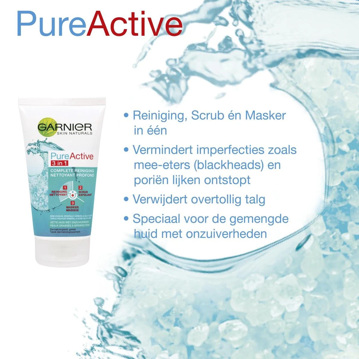 Garnier Skinactive Face PureActive 3-in-1 - 150ml - Reiniging Scrub Masker 5 Garnier Skinactive Face PureActive 3-in-1 - 150ml - Reiniging Scrub Masker - Afbeelding 5