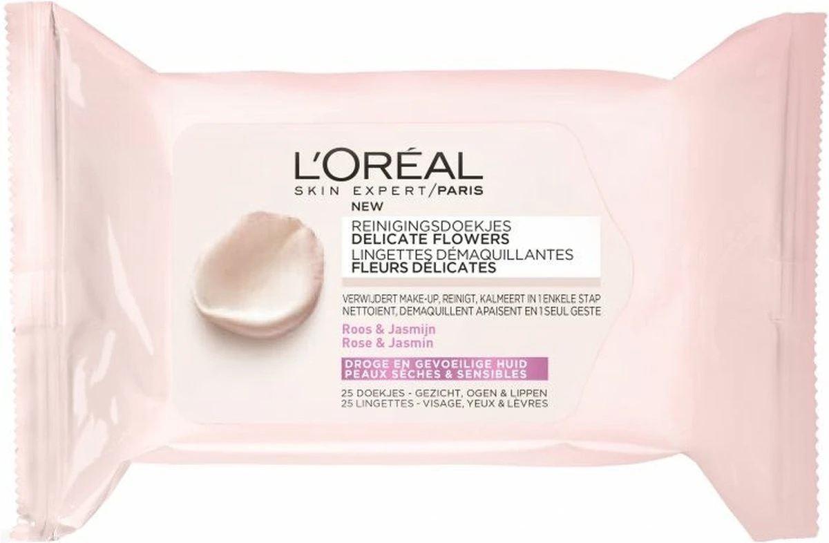 L’Oréal Paris Skin Expert Delicate Flowers Zachte Reinigingsdoekjes - 6 X 25 Stuks - Voordeelverpakking - Gezichtsreiniger Voor Droge En Gevoelige Huid 2 L’Oréal Paris Skin Expert Delicate Flowers Zachte Reinigingsdoekjes - 6 X 25 Stuks - Voordeelverpakking - Gezichtsreiniger Voor Droge En Gevoelige Huid - Afbeelding 2