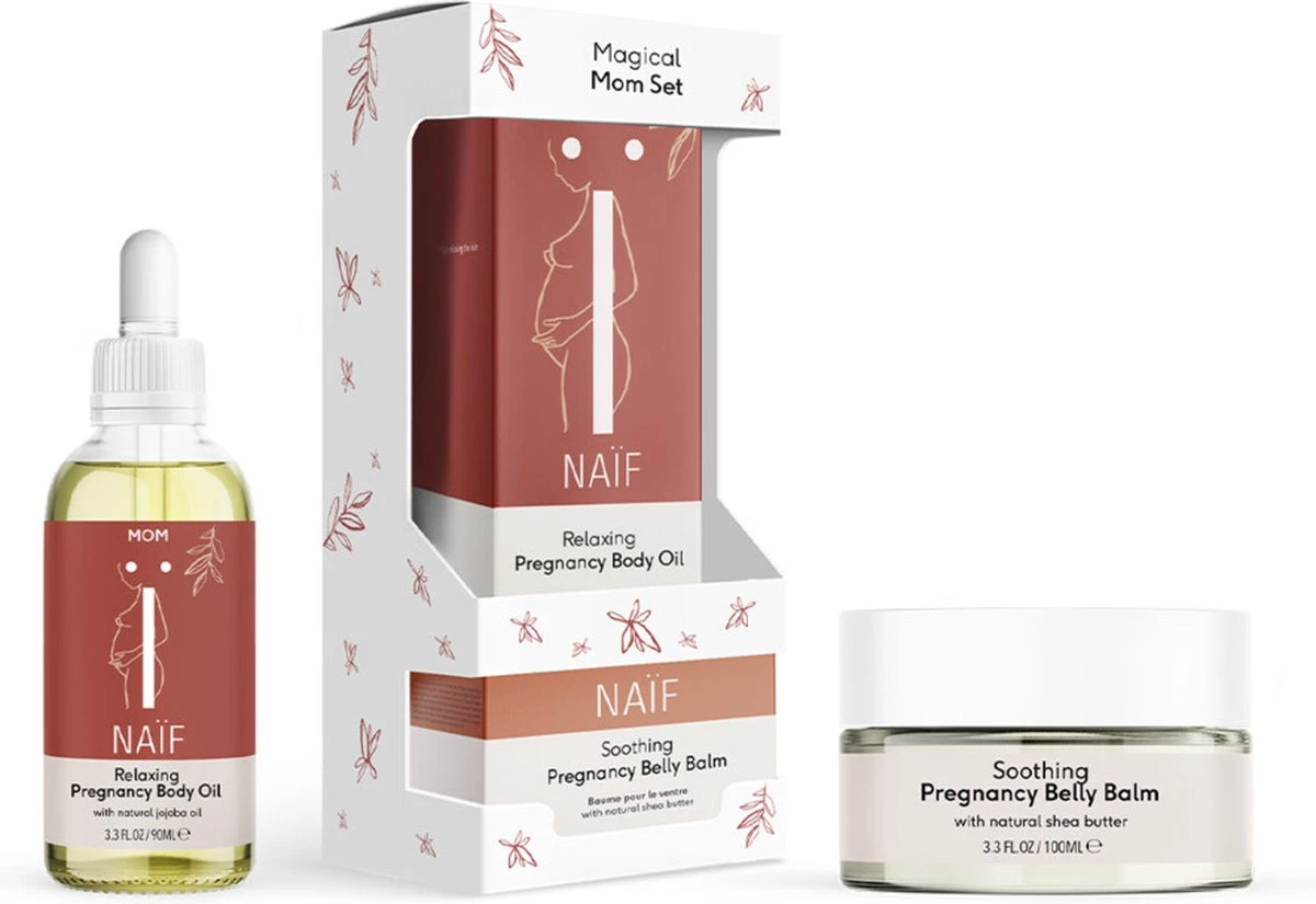 Naïf Magical Mom Geschenkset - Lichaamsolie & Bellybalm - Voordeelverpakking 90 + 100ml - Met Natuurlijke Ingrediënten 1 Naïf Magical Mom Geschenkset - Lichaamsolie & Bellybalm - Voordeelverpakking 90 + 100ml - Met Natuurlijke Ingrediënten