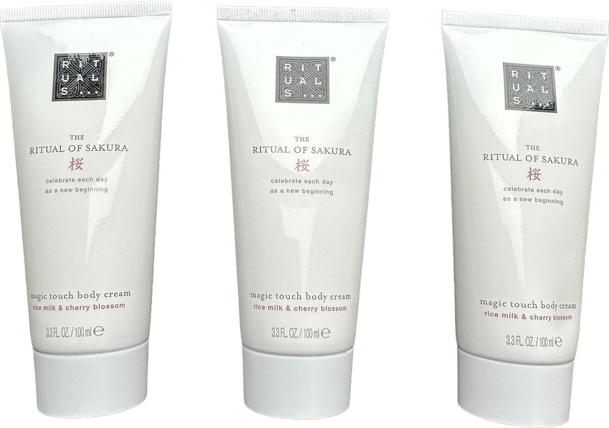 Rituals The Ritual Of Sakura Magic Touch Body Cream 100 Tube - 3 Pack - Rice Milk En Cherry Blossom 3 Rituals The Ritual Of Sakura Magic Touch Body Cream 100 Tube - 3 Pack - Rice Milk En Cherry Blossom - Afbeelding 3