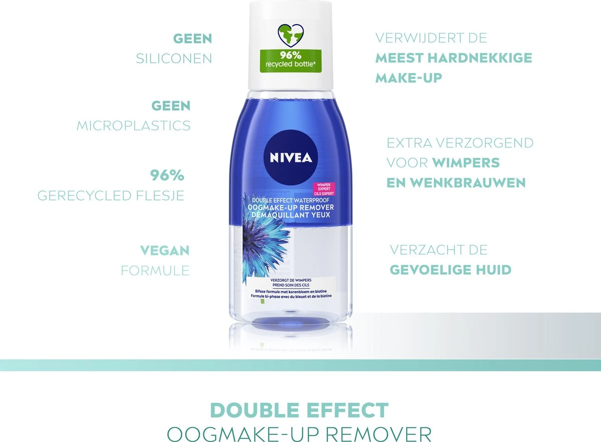 NIVEA Double Effect Waterproof - 125 Ml - Oogmake-up Remover 4 NIVEA Double Effect Waterproof - 125 Ml - Oogmake-up Remover - Afbeelding 4