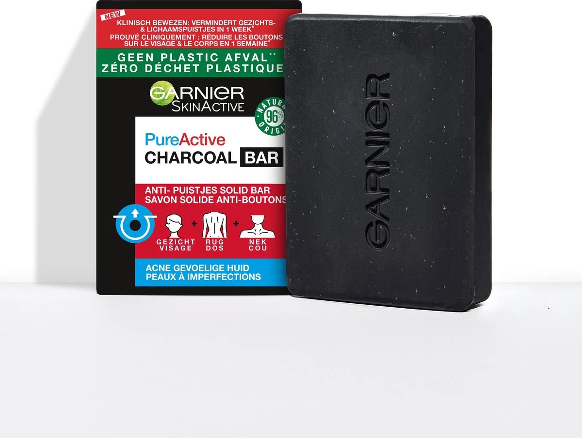 Garnier SkinActive Pure Active Charcoal Gezichtsreinigings Bar 100 Gr 5 Garnier SkinActive Pure Active Charcoal Gezichtsreinigings Bar 100 Gr - Afbeelding 5