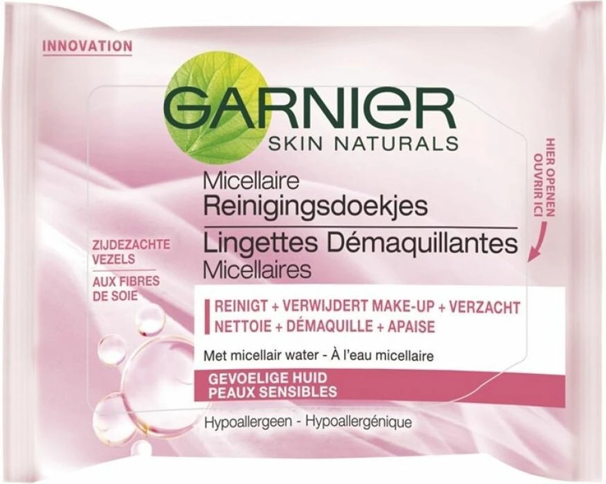 Garnier - SkinActive - Micellaire Reinigingsdoekjes Gevoelige Huid - 3 X 25 Stuks - Gezichtsreiniging - Voordeelverpakking 3 Garnier - SkinActive - Micellaire Reinigingsdoekjes Gevoelige Huid - 3 X 25 Stuks - Gezichtsreiniging - Voordeelverpakking - Afbeelding 3