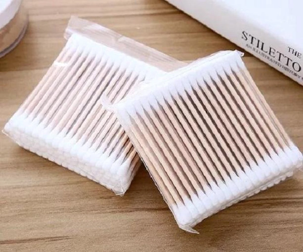 Merkloos Wattenstaafjes Hout - Bamboe - 2x100 St 3 Merkloos Wattenstaafjes Hout - Bamboe - 2x100 St - Afbeelding 3