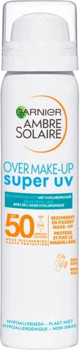 Garnier Ambre Solaire Over Make-up Super UV Zonnebrand SPF 50 - 75ml 1 Garnier Ambre Solaire Over Make-up Super UV Zonnebrand SPF 50 - 75ml