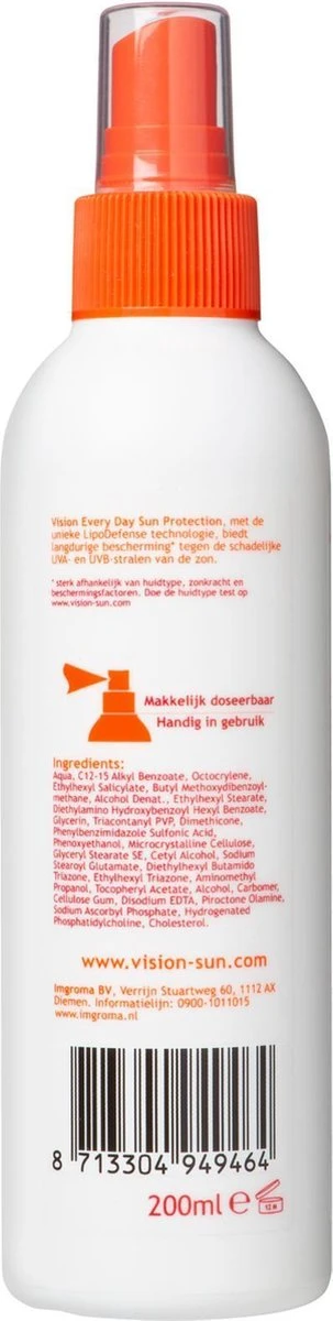 Vision Every Day Sun Protection - Zonnebrand Spray - SPF 30 - 180 Ml 2 Vision Every Day Sun Protection - Zonnebrand Spray - SPF 30 - 180 Ml - Afbeelding 2