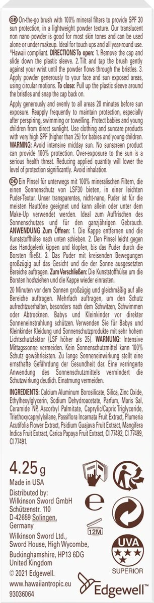 Hawaiian Tropic Mineral Powder Brush SPF30 4,25 Gram 2 Hawaiian Tropic Mineral Powder Brush SPF30 4,25 Gram - Afbeelding 2
