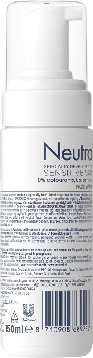 Neutral Parfumvrij - 150 Ml - Face Wash 3 Neutral Parfumvrij - 150 Ml - Face Wash - Afbeelding 3
