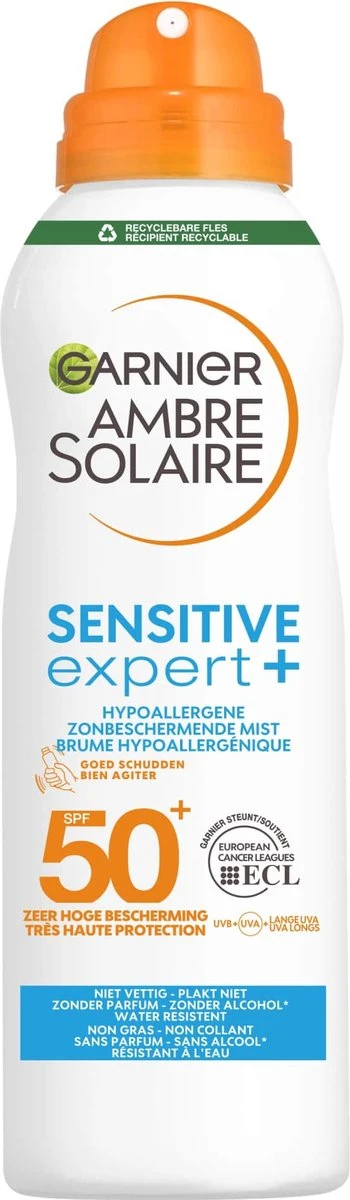 Garnier Ambre Solaire Sensitive Expert+ Beschermende Zonnebrand Mist Spray SPF50+ - 200ml 1 Garnier Ambre Solaire Sensitive Expert+ Beschermende Zonnebrand Mist Spray SPF50+ - 200ml