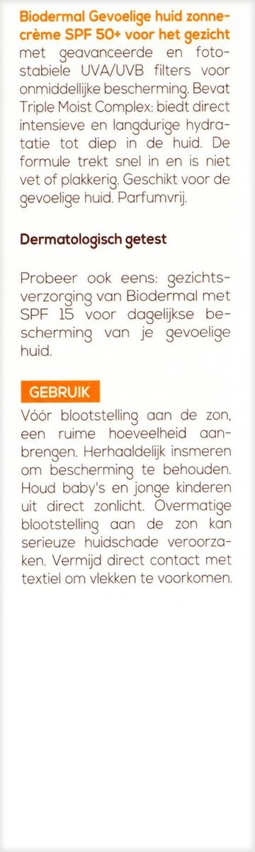 Biodermal Zonnebrand Voor De Gevoelige Huid - SPF 50 - Zonnebrand Voor Het Gezicht - 50ml 2 Biodermal Zonnebrand Voor De Gevoelige Huid - SPF 50 - Zonnebrand Voor Het Gezicht - 50ml - Afbeelding 2
