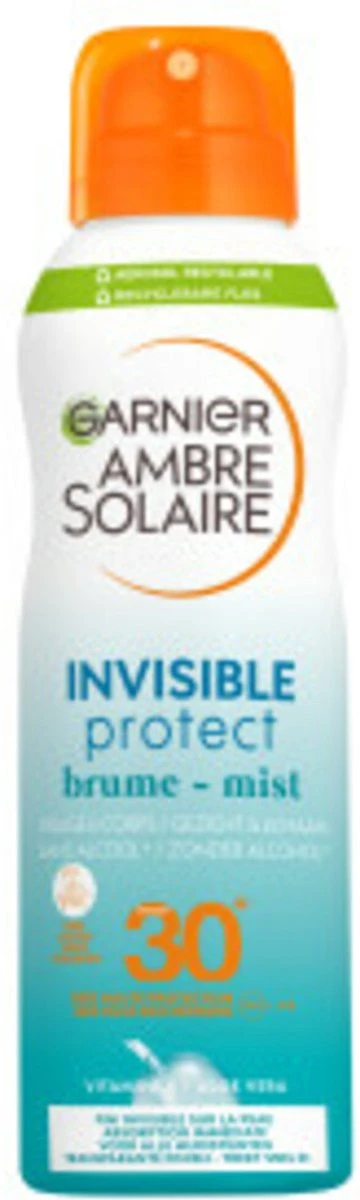 Garnier Ambre Solaire Invisible Protect Mist SPF 30 - Zonnebrand Spray Met Vitamine E + Aloe Vera - 200ml 1 Garnier Ambre Solaire Invisible Protect Mist SPF 30 - Zonnebrand Spray Met Vitamine E + Aloe Vera - 200ml