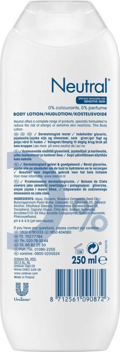 Neutral 0% Bodylotion Parfumvrij - 6 X 250 Ml 2 Neutral 0% Bodylotion Parfumvrij - 6 X 250 Ml - Afbeelding 2