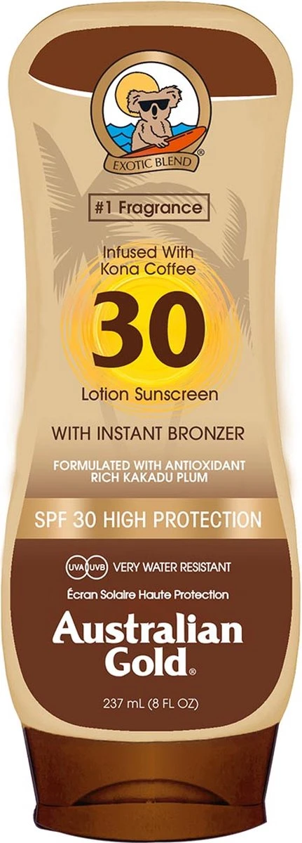 Australian Gold SPF 30 Lotion - Zonnebrand - Met Bronzer - 237 Ml 2 Australian Gold SPF 30 Lotion - Zonnebrand - Met Bronzer - 237 Ml - Afbeelding 2