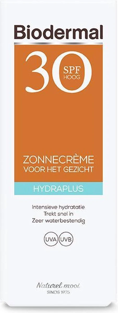 Biodermal Zonnebrand - Zonnebrandcreme Gezicht - Hydraplus Face SPF30 50ml 5 Biodermal Zonnebrand - Zonnebrandcreme Gezicht - Hydraplus Face SPF30 50ml - Afbeelding 5