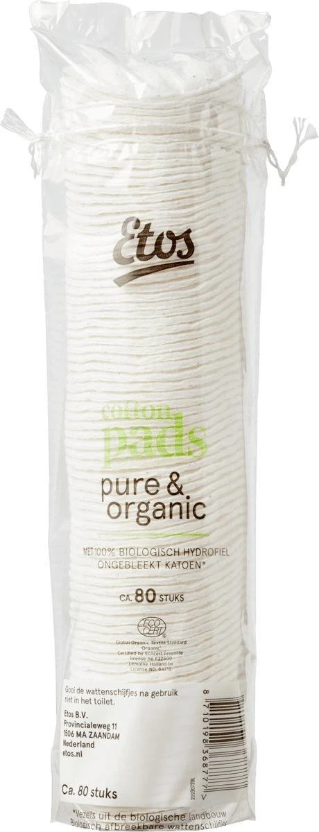 Etos Wattenschijfjes - Pure & Organic - 960 Stuks (12 Rollen X 80 Watten) 2 Etos Wattenschijfjes - Pure & Organic - 960 Stuks (12 Rollen X 80 Watten) - Afbeelding 2