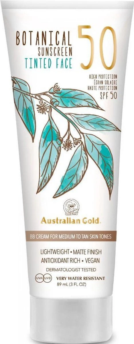 Australian Gold Botanical SPF 50 Tinted Face 88ml - Medium 1 Australian Gold Botanical SPF 50 Tinted Face 88ml - Medium