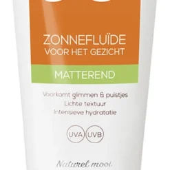 Biodermal Zonnebrand - Matterende Zonnefluïde Voor Het Gezicht SPF 50 - 40ml - Voorkomt Glimmen En Puistjes